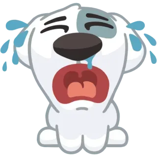 😢 chien, pleurer, triste, dessin animé, animal, larmes, emoji, contrarié whatsapp sticker