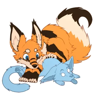 🦊 rubah, hewan, berbulu, imut, kartun telegram sticker