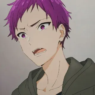 ♥ anime, cartoon, character, purple hair, angry, male telegram sticker