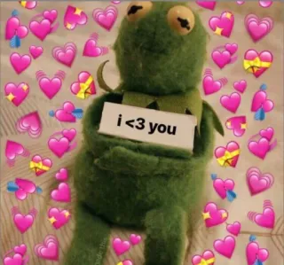 💗 Kermit i <3 you kermit, aku cinta kamu, hati, imut, meme, cinta, kasih sayang telegram sticker