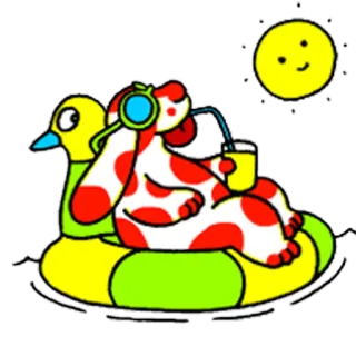 😋 chien, été, piscine, bouée, détente, mignon, dessin animé whatsapp sticker