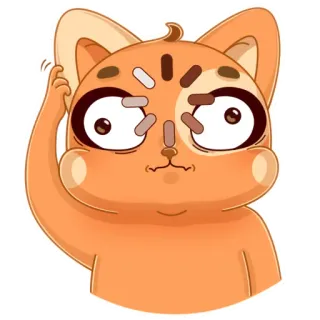 ❓ mèo, động vật, bối rối, suy nghĩ, màu cam, biểu cảm, dễ thương telegram sticker