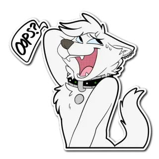 😅 Oops? dier, hond, cartoon, wit, halsband, schattig telegram sticker