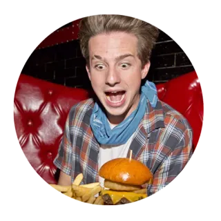 🍔 Charlie Puth charlie puth, singer, musician, burger, food, fries telegram sticker