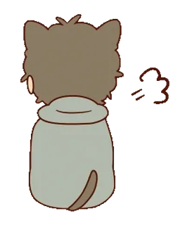 😤 gato, moletom com capuz, vista traseira, kawaii, desenho animado, animal de estimação telegram sticker
