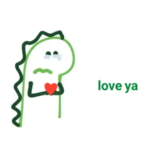 🐛 love ya dinozaur, miłość, serce, słodkie, kreskówka telegram sticker