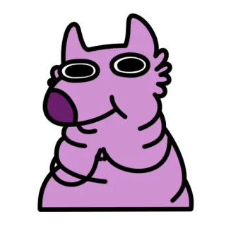 😊 violet, animal, chien, dessin animé, drôle, mème telegram sticker