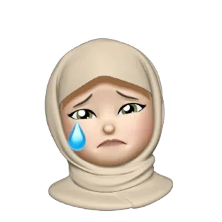 💿 płacz, emoji, smutny, kobieta, hidżab, islam, muzułmanin telegram sticker