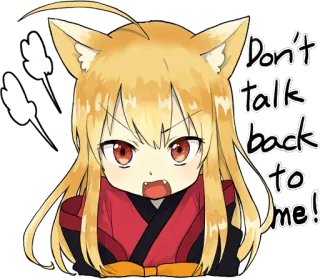 🤬 Don't talk back to me! Anime, wütend, Katzenohren, Cartoon, schreien, Ausdruck, niedlich whatsapp sticker
