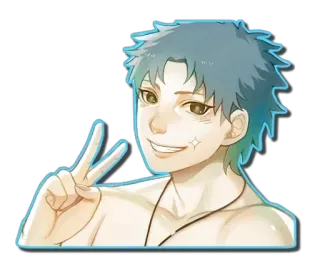 ✌ Dibujo animado, Anime, Masculino, Signo de paz whatsapp sticker