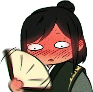 ➖ cartoon, fan, flustered, blush, asian, character telegram sticker