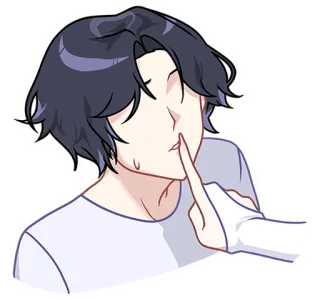 🤫 stil, ssst, vinger op lippen, stilte, cartoon, anime, fluisteren telegram sticker