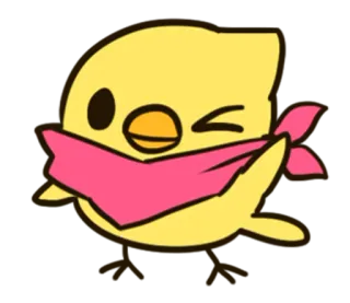 😉 oiseau, mignon, animal, jaune, écharpe, dessin animé, emoji whatsapp sticker