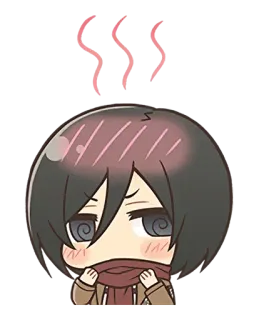 😶 Mikasa Ackerman Attack on Titan Anime, Dessin animé, Chibi, L'Attaque des Titans, Mikasa, Épuisé(e) telegram sticker