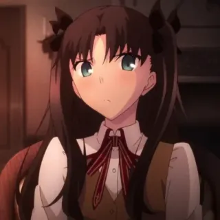 😕 Rin Tohsaka Fate/stay night Anime, Cartone animato, Personaggio, Ragazza, Carino telegram sticker