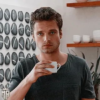 🎖 mann, schauspieler, porträt, tasse, kaffee telegram sticker