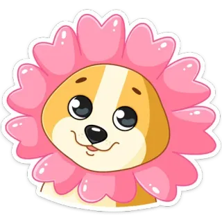 🥎 cachorro, flor, fofo, filhote, animal, desenho animado, adesivo telegram sticker
