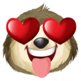 😍 preguiça, amor, emoji, fofo, animal, olhos de coração whatsapp sticker