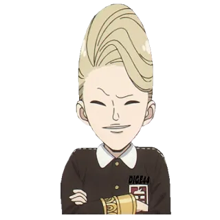 😌 DIGE44 Anime, Spy Family, Cartoon, blonde Haare, Grinsen, Charakter telegram sticker