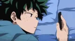 😶 Izuku Midoriya My Hero Academia Anime, My Hero Academia, Izuku Midoriya, Deku, Dessin animé, Téléphone, Endormi whatsapp sticker
