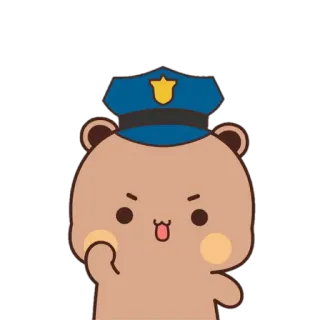 🧑‍✈️ oso, policía, agente, dibujos animados, lindo, animal, autoridad whatsapp sticker