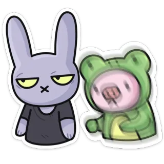 🙄 Desenho animado, Sticker, Coelho, Porco, Animal telegram sticker