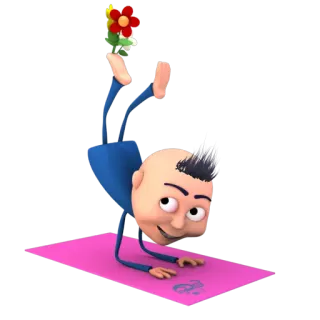🌹 Dessin animé, Yoga, Fleur, Personnage, Exercice, Drôle, Animation whatsapp sticker