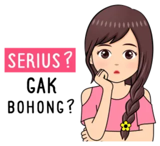 😧 SERIUS ? menina, sério, pergunta, fofa, adesivo whatsapp sticker