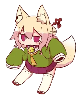 🦊 Anime, Kawaii, Fille renard, Mignon, Oreilles d'animaux telegram sticker