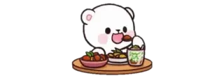 🍼 urso, fofo, comida, comendo, kawaii, adesivo telegram sticker