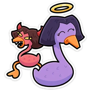 ⭐ Engel, Teufel, Cartoon, Sticker, Vogel, Halo, Hörner telegram sticker