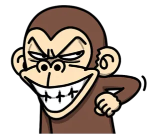 😃 원숭이, 만화, 동물, 밈, 웃긴, 유인원, 영장류, 능글 telegram sticker