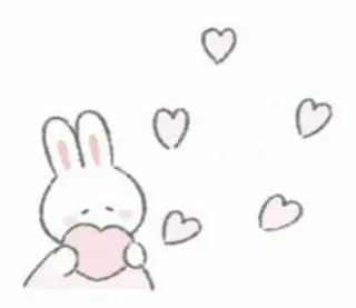 🤍 conejo, conejo, corazón, lindo, amor, animal, dibujos animados telegram sticker