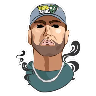 😎 KILLING BONG Cartoon, Charakter, Porträt, Hut, Kette, Killing Bong telegram sticker