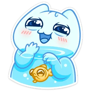☺️ cat, fish, cute, cartoon, funny, sticker whatsapp sticker