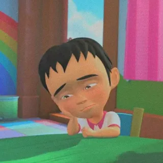 🪐 Upin Upin & Ipin Upin, dibujos animados, triste, aburrido, puchero, pensando telegram sticker