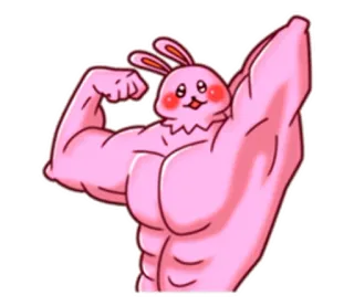💪 筋肉, ウサギ, バニー, 可愛い, ピンク, アニメ, フィットネス, 強い telegram sticker
