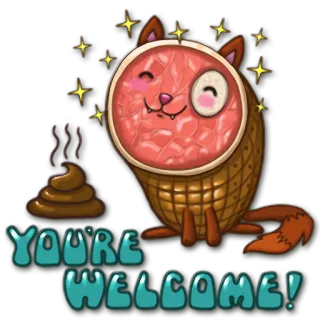 💩 YOU'RE WELCOME! 猫, 可爱, 搞笑, 欢迎, 动物, 卡通 telegram sticker