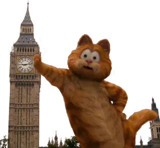 😳 Garfield Garfield, cat, cartoon, orange, Big Ben, London telegram sticker