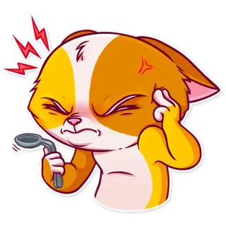🥄 gatto, arrabbiato, cartone animato, cucchiaio, frustrato, emozione, irritato telegram sticker