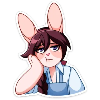 ☹️ lapin, dessin animé, fille, triste, mignon telegram sticker