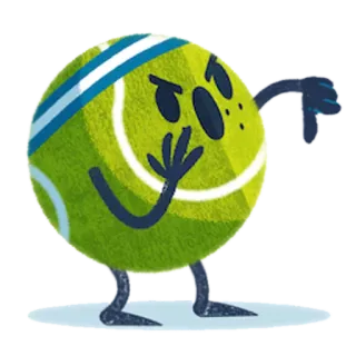 👎 pelota de tenis, pulgar abajo, dibujos animados, deporte, expresión, no me gusta telegram sticker