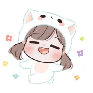 🍥 Desenho animado, Fofo, Menina, Adesivo, Feliz, Anime whatsapp sticker