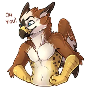 🙄 OH YOU! furry, anthropomorphic, griffon, animal, hybrid, humor, fantasy telegram sticker