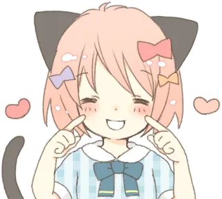 😳 Anime, Oreilles de chat, Mignon, Fille, Dessin animé telegram sticker