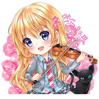 🌸 anime, violin, music, chibi, cat telegram sticker