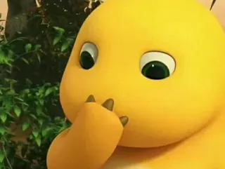 🤭 dinossauro, amarelo, desenho animado, fofo, animal telegram sticker