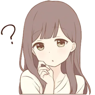 ❔ アニメガール, はてなマーク, 考え中, 可愛い, 混乱 telegram sticker