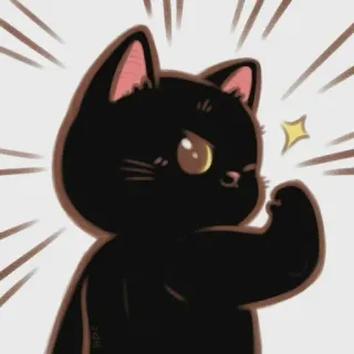 🐱 chat, en colère, poing, dessin animé telegram sticker