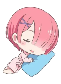😴 Ram anime, chibi, dormido, lindo, ram, re:zero whatsapp sticker